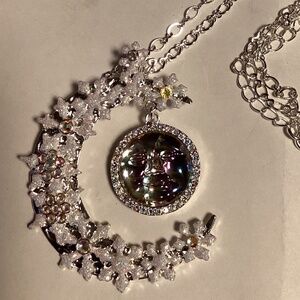 Kirks Folly Silver and White Moon Necklace